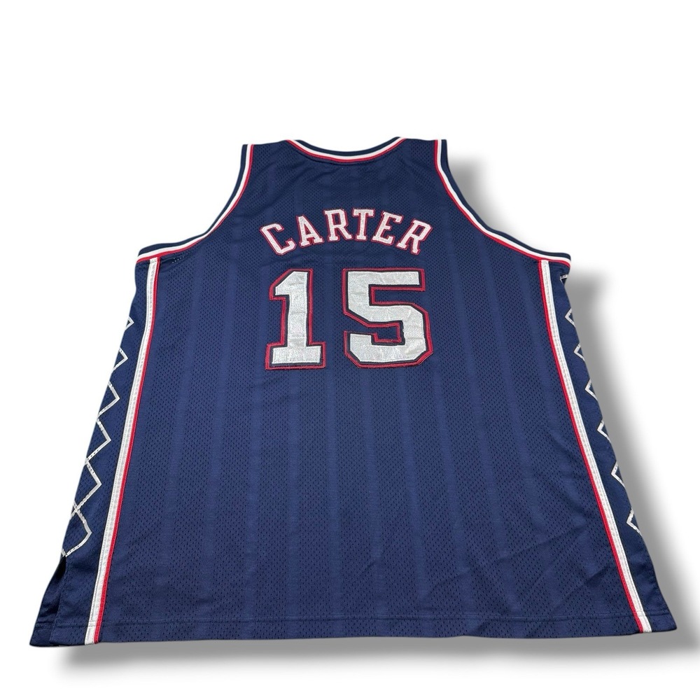 VTG Reebok NBA New Jersey Nets #15 Vince Carter Authentic Stitched Jersey Sz 50 - Picture 2 of 9